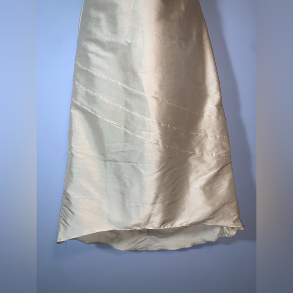 chi chi cream beaded boat neck “raw silk” look fitted midi dress size small 4 - Picture 4 of 8